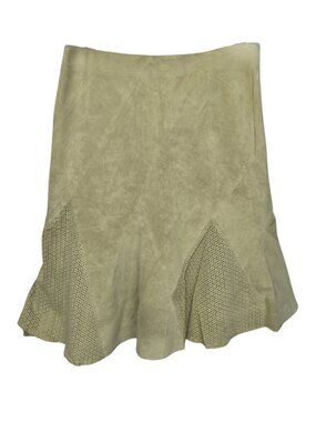 Skotts Suede Flare Skirt Chartreuse Lined Size 8 Coastal Cowgirl Western Chic